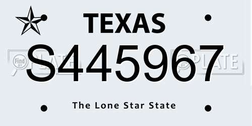 S445967 Texas License Plate
