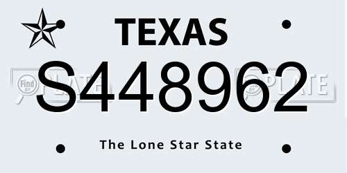 S448962 Texas License Plate