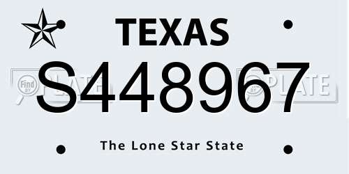 S448967 Texas License Plate