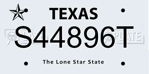 S44896T Texas License Plate