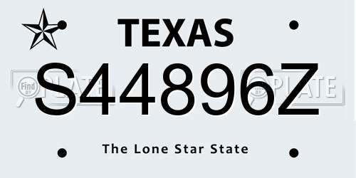 S44896Z Texas License Plate