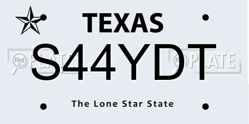 S44YDT Texas License Plate