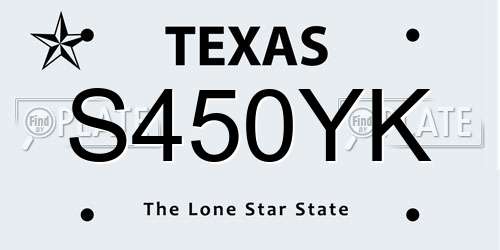S450YK Texas License Plate