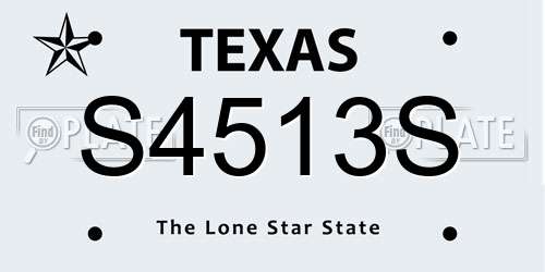 S4513S Texas License Plate
