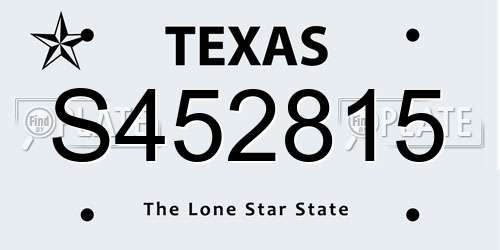S452815 Texas License Plate