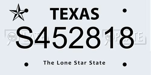 S452818 Texas License Plate