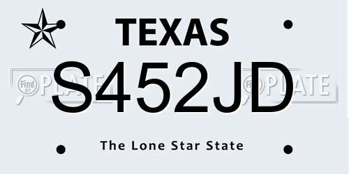 S452JD Texas License Plate