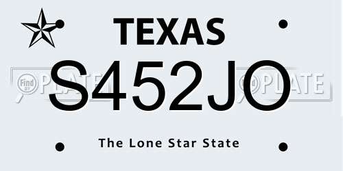 S452JO Texas License Plate