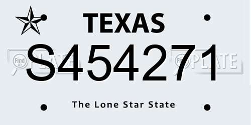 S454271 Texas License Plate