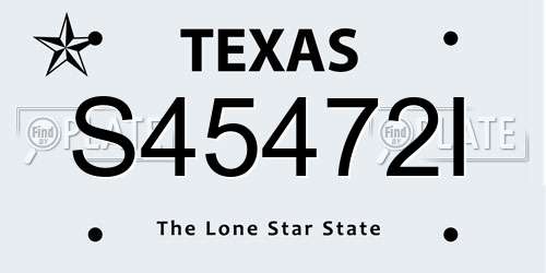 S45472I Texas License Plate