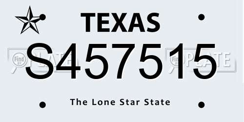 S457515 Texas License Plate