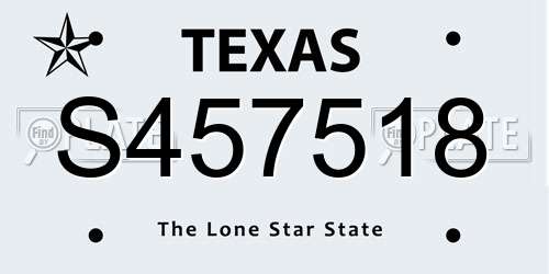 S457518 Texas License Plate