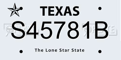S45781B Texas License Plate