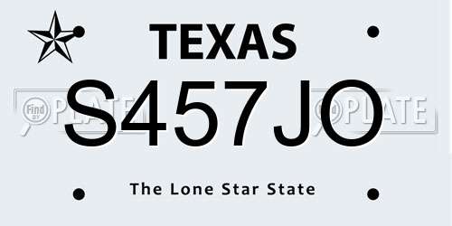 S457JO Texas License Plate
