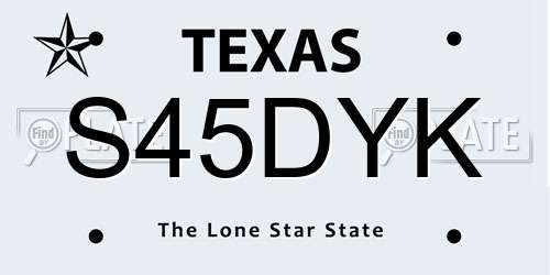 S45DYK Texas License Plate