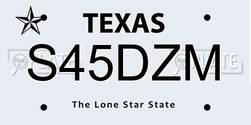 S45DZM Texas License Plate