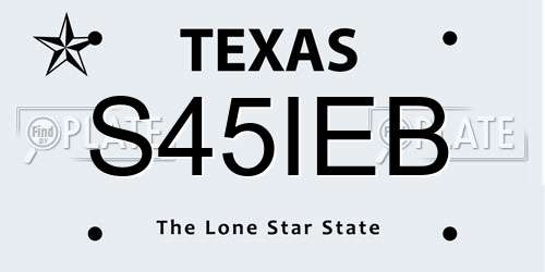 S45IEB Texas License Plate