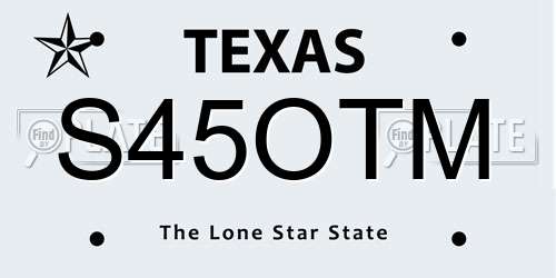 S45OTM Texas License Plate