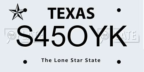 S45OYK Texas License Plate