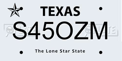 S45OZM Texas License Plate