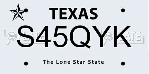 S45QYK Texas License Plate