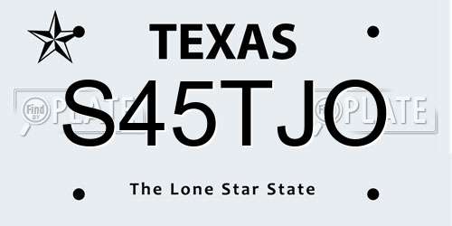 S45TJO Texas License Plate