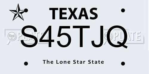S45TJQ Texas License Plate