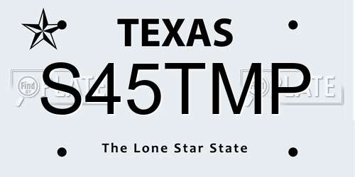S45TMP Texas License Plate