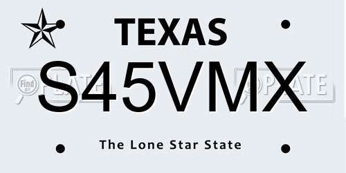 S45VMX Texas License Plate