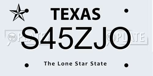 S45ZJO Texas License Plate