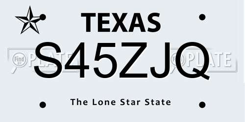 S45ZJQ Texas License Plate