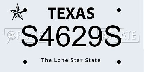 S4629S Texas License Plate