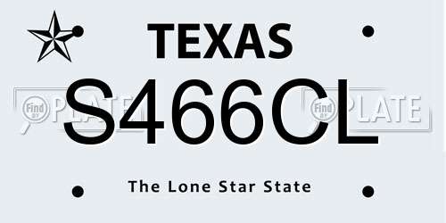 S466CL Texas License Plate