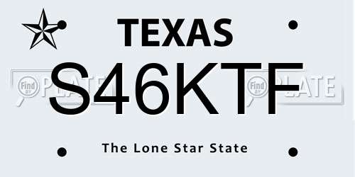 S46KTF Texas License Plate