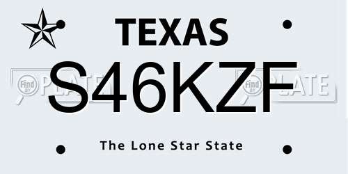 S46KZF Texas License Plate