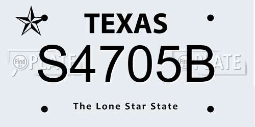 S4705B Texas License Plate