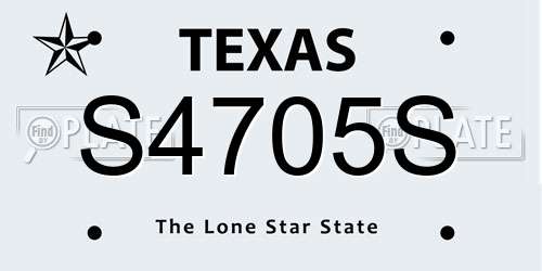 S4705S Texas License Plate