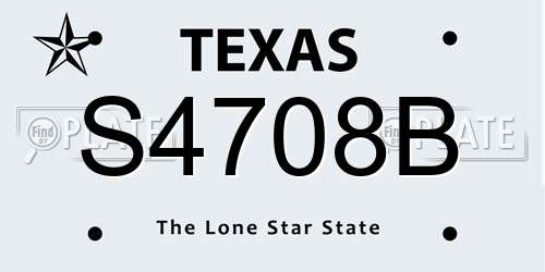 S4708B Texas License Plate