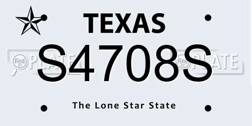 S4708S Texas License Plate