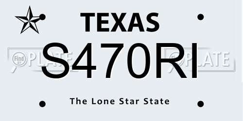 S470RI Texas License Plate