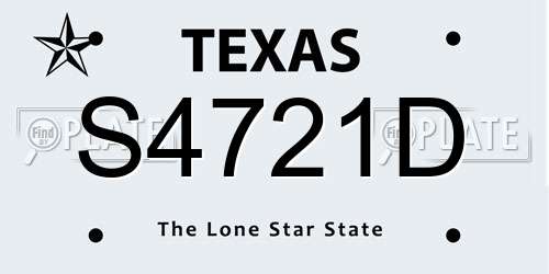 S4721D Texas License Plate