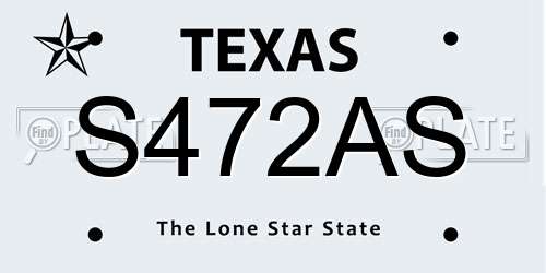 S472AS Texas License Plate