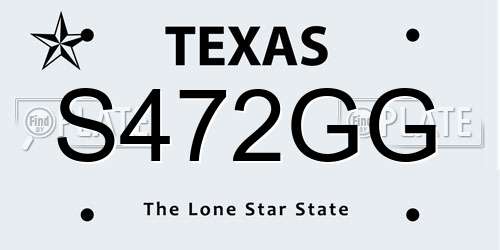 S472GG Texas License Plate