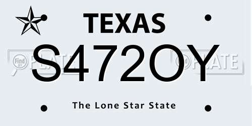 S472OY Texas License Plate
