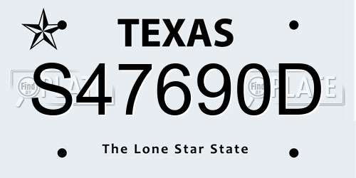 S47690D Texas License Plate