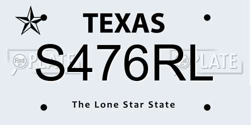 S476RL Texas License Plate
