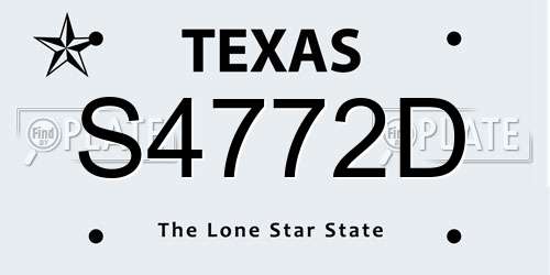 S4772D Texas License Plate