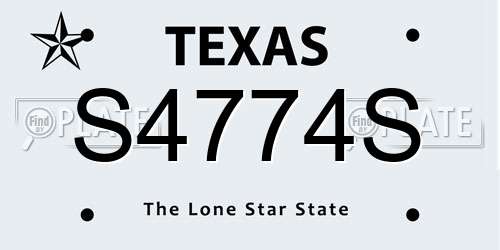 S4774S Texas License Plate