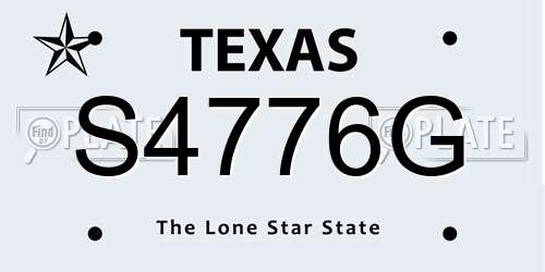 S4776G Texas License Plate