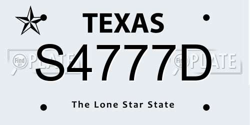 S4777D Texas License Plate